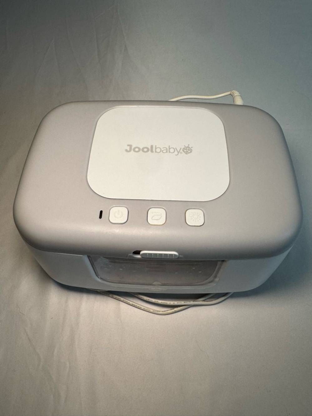 Joolbaby White Baby Wipe Warmer with light and stay shut lid.